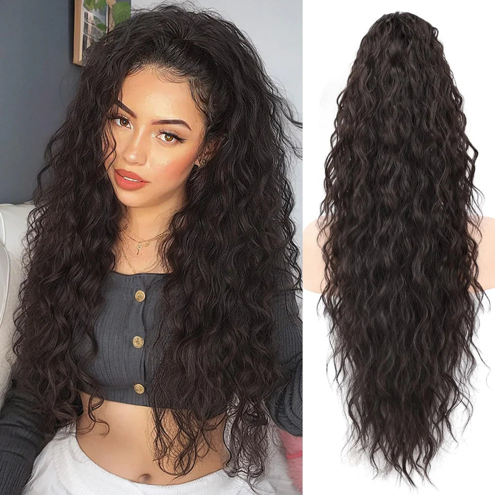 Curly Wavy Frizzy Hair Extension with Ponytail