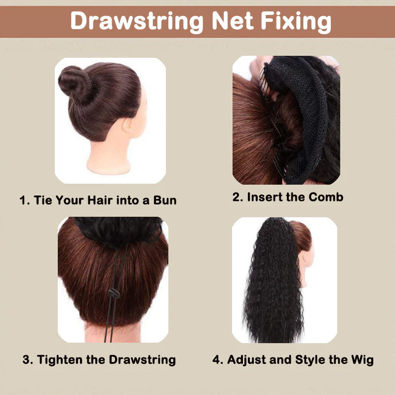 Curly Wavy Frizzy Hair Extension with Ponytail