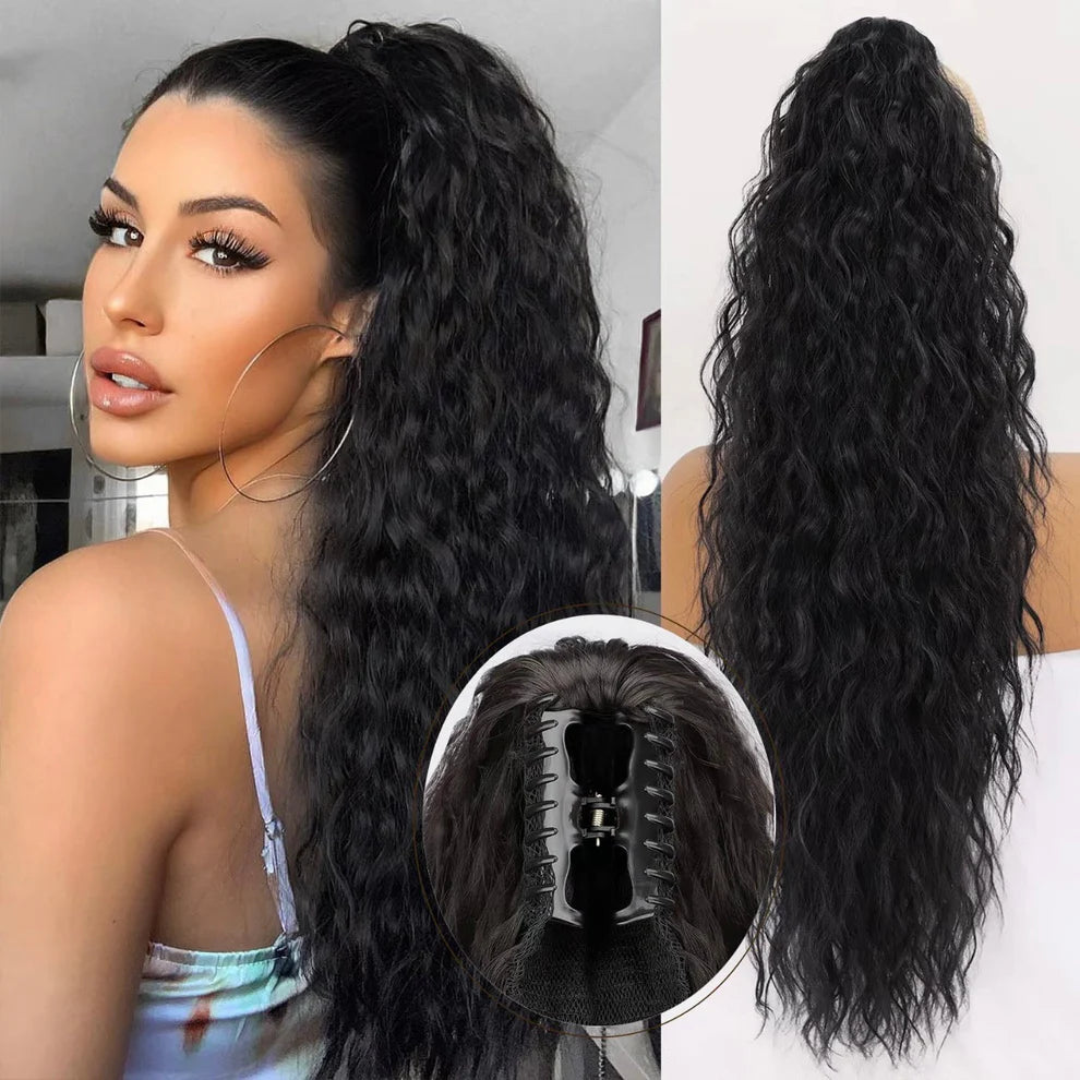 Curly Wavy Frizzy Hair Extension with Ponytail