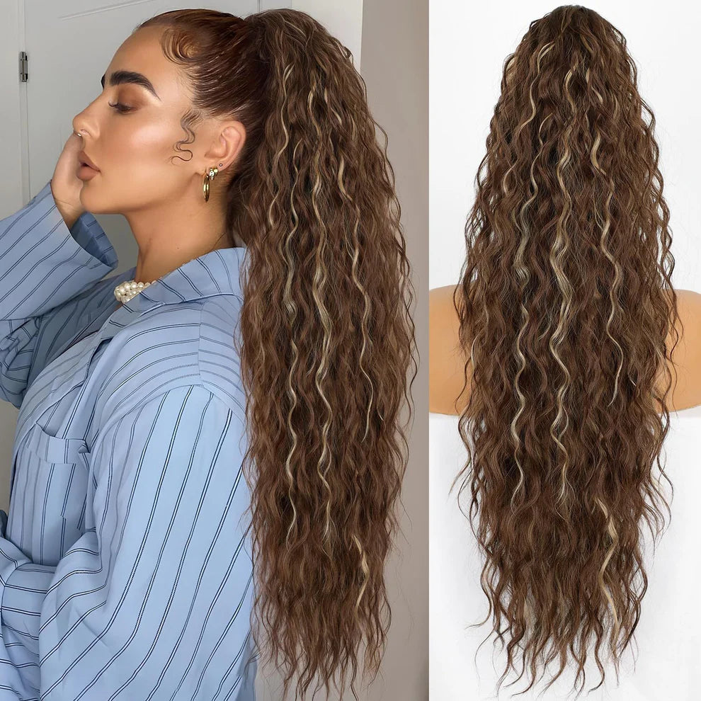 Curly Wavy Frizzy Hair Extension with Ponytail