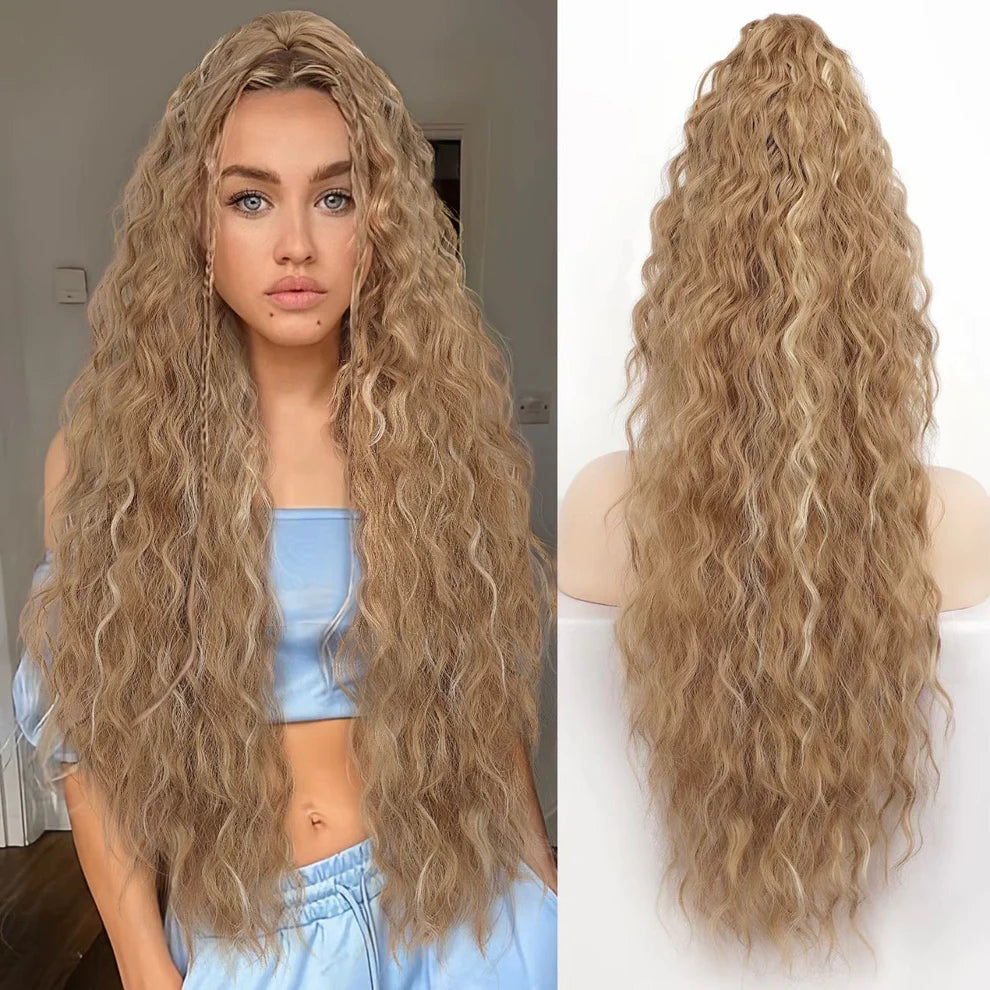 Curly Wavy Frizzy Hair Extension with Ponytail
