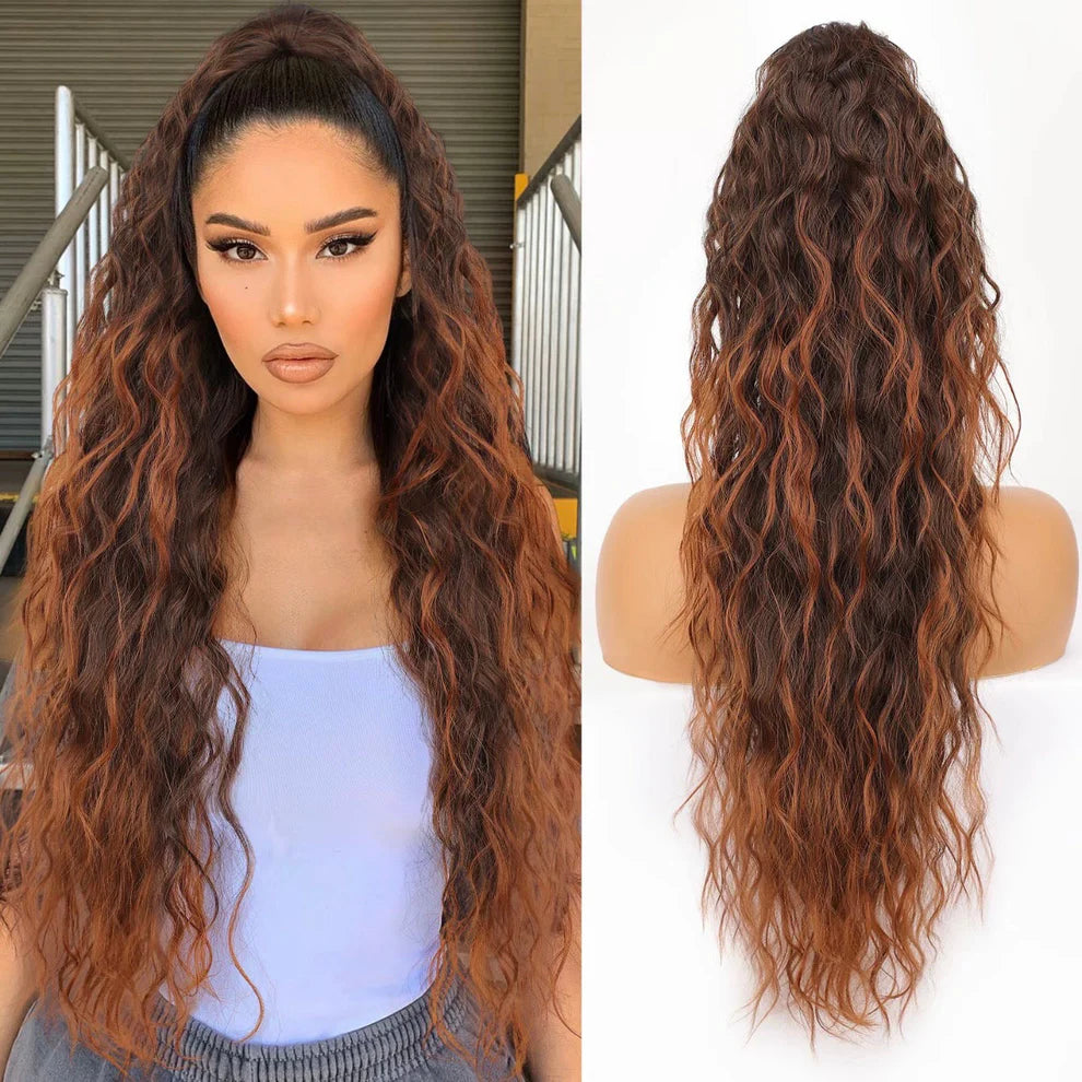 Curly Wavy Frizzy Hair Extension with Ponytail