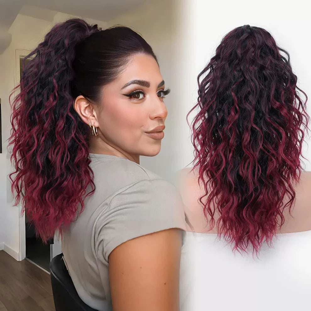 Curly Wavy Frizzy Hair Extension with Ponytail