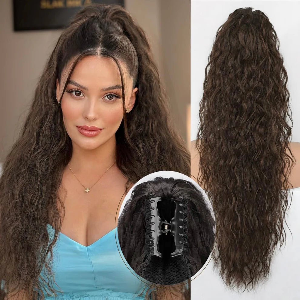 Curly Wavy Frizzy Hair Extension with Ponytail