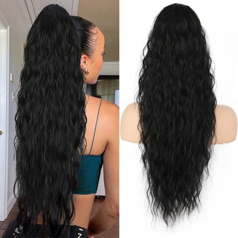 Curly Wavy Frizzy Hair Extension with Ponytail