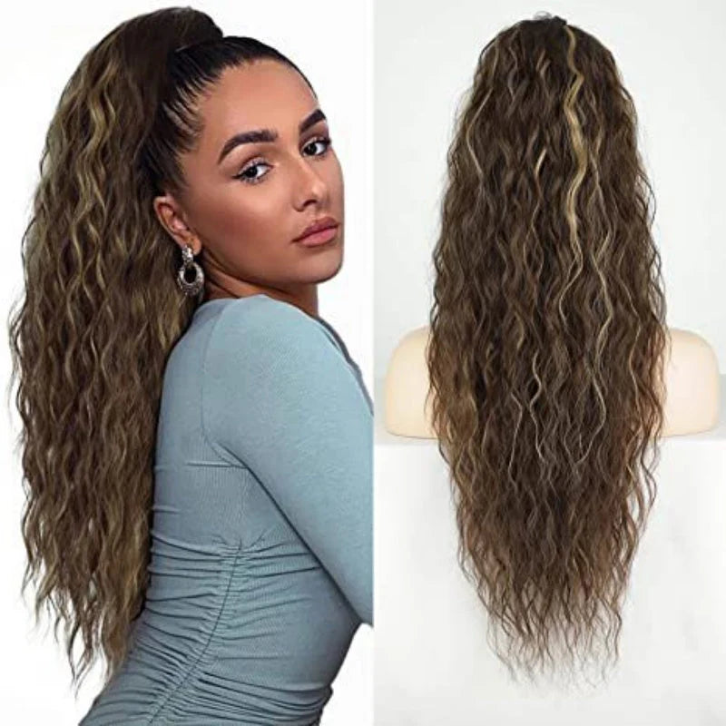 Curly Wavy Frizzy Hair Extension with Ponytail