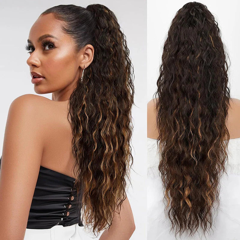 Curly Wavy Frizzy Hair Extension with Ponytail